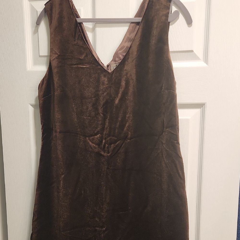 Calvin Klein Brown Velvet Midi Dress